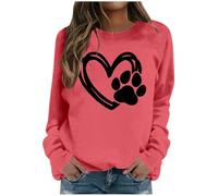 Generisch Sweat-shirt pour femme avec motif cœur et mains - Pull avec symbole d'amour minimaliste - Haut décontracté pour un look quotidien expressif, Stil_z06 Rose vif, XXL
