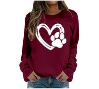 Generisch Sweat-shirt pour femme avec motif cœur et mains - Pull avec symbole d'amour minimaliste - Haut décontracté pour un look quotidien expressif, Stil_z11 Bordeaux, XL