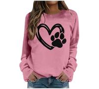 Generisch Sweat-shirt pour femme avec motif cœur et mains - Pull avec symbole d'amour minimaliste - Haut décontracté pour un look quotidien expressif, Style_z09 Rose, L