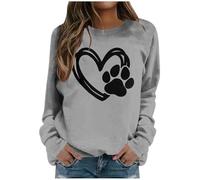 Generisch Sweat-shirt pour femme avec motif cœur et mains - Pull avec symbole d'amour minimaliste - Haut décontracté pour un look quotidien expressif, Style_z03 Gris, XL