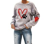 Generisch Sweat-shirt pour femme avec motif cœur et mains - Pull avec symbole d'amour minimaliste - Haut décontracté pour un look quotidien expressif, Stil_z05 Gris, XL