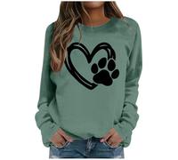 Generisch Sweat-shirt pour femme avec motif cœur et mains - Pull avec symbole d'amour minimaliste - Haut décontracté pour un look quotidien expressif, Stil_z04 Vert, S
