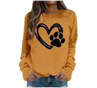 Generisch Sweat-shirt pour femme avec motif cœur et mains - Pull avec symbole d'amour minimaliste - Haut décontracté pour un look quotidien expressif, Style_z12 Jaune, XL