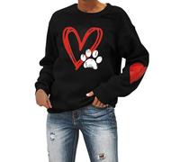 Generisch Sweat-shirt pour femme avec motif cœur et mains - Pull avec symbole d'amour minimaliste - Haut décontracté pour un look quotidien expressif, Stil_z02 Noir, XL