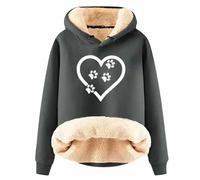Generisch Sweat-shirt pour femme avec motif de cœur mignon de chiens et chats pour un confort doux et une chaleur agréable par temps plus frais, gris foncé, 4XL