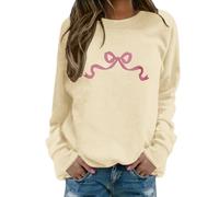 Generisch Sweat-shirt pour femme avec nœud et joli imprimé Bad Girl, beige, L