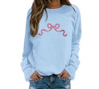 Generisch Sweat-shirt pour femme avec nœud et joli imprimé Bad Girl, bleu clair, L
