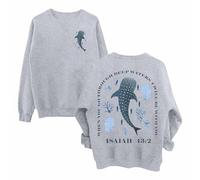 Generisch Sweat-shirt pour femme avec requin baleine et verset biblique Isaïe 43:2 - Pull chrétien avec motif mer | T-shirt à manches longues avec imprimé dans le dos, Style_e04 Gris, M