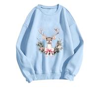 Generisch Sweat-shirt pour femme Its Fall Yall avec motif léopard pour Halloween dans un design décontracté à manches longues comme pull tendance chemisier confortable, bleu ciel, M