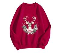 Generisch Sweat-shirt pour femme Its Fall Yall avec motif léopard pour Halloween dans un design décontracté à manches longues comme pull tendance chemisier confortable, rouge, M