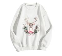 Generisch Sweat-shirt pour femme Its Fall Yall avec motif léopard pour Halloween dans un design décontracté à manches longues comme pull tendance chemisier confortable, Blanc., M