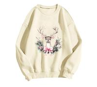 Generisch Sweat-shirt pour femme Its Fall Yall avec motif léopard pour Halloween dans un design décontracté à manches longues comme pull tendance chemisier confortable, beige, M