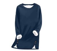 Generisch Sweat-shirt pour femme - Long et chaud - Pull à manches longues en polaire Sherpa - Pull doublé - Hiver épais - Sous-vêtements thermiques - Grande taille - Élégant - Couleur unie - Pull