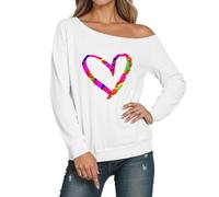 Generisch Sweat-shirt pour femme - Pull surdimensionné pour la Saint-Valentin - Avec imprimé cœur - Confortable - Manches longues - Élégant - Pour le travail, la vie quotidienne, les voyages