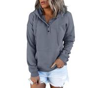 Generisch Sweat-shirt pour femme sans capuche, pull en coton Hilfiger Sweat à capuche confortable à manches longues coupe en non-tissé à secouer Pull en coton mélangé, bleu ciel, M