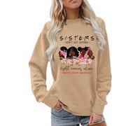 Generisch Sweat-shirt pour femme « Sisters » pour la sensibilisation au cancer du sein - Pull de motivation avec message fort - Haut pour soutenir et renforcer les femmes, Style_b03 marron, M