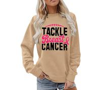 Generisch Sweat-shirt pour femme « Tackle Breast Cancer » - Pull de motivation pour la sensibilisation au cancer du sein | Haut sportif sur le thème du football et nœud rose, Style_p03 marron, S
