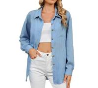 Generisch Sweat-shirt pour femme - Veste de transition - Manches longues - Veste de sport légère et décontractée - Cardigan - Automne - Printemps - Manches longues - Tricot surdimensionné, bleu, XXL