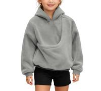 Generisch Sweat-shirt pour fille avec jolis motifs chiots et chats - Bretelles pratiques et poches spacieuses pour enfants actifs (gris, 7-8 ans)