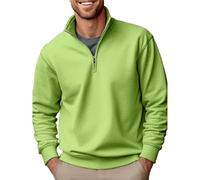 Generisch Sweat-shirt pour homme avec col montant - Pull en coton avec fermeture éclair - Couleur unie - Haut d'affaires - Demi-fermeture éclair - Veste de sport légère - Décontractée - Manches