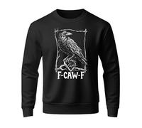 Generisch Sweat-shirt pour homme avec motif corbeau sombre - Pull gothique avec inscription « F-CAW-F » - T-shirt à manches longues de style lino pour les fans de métal et de viking, Style_c01 Noir, S