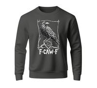 Generisch Sweat-shirt pour homme avec motif corbeau sombre - Pull gothique avec inscription « F-CAW-F » - T-shirt à manches longues de style lino pour les fans de métal et de viking, Style_c04 Gris, L