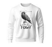 Generisch Sweat-shirt pour homme avec motif corbeau sombre - Pull gothique avec inscription « F-CAW-F » - T-shirt à manches longues de style lino pour les fans de métal et de viking, Style_c08 Blanc