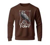 Generisch Sweat-shirt pour homme avec motif corbeau sombre - Pull gothique avec inscription « F-CAW-F » - T-shirt à manches longues de style lino pour les fans de métal et de viking, Style_c02 Marron