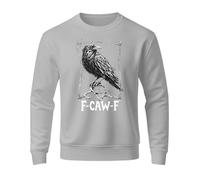 Generisch Sweat-shirt pour homme avec motif corbeau sombre - Pull gothique avec inscription « F-CAW-F » - T-shirt à manches longues de style lino pour les fans de métal et de viking, Style_c05 Gris, M
