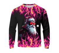 Generisch Sweat-shirt pour homme avec motif Père Noël rock - Pull à manches longues avec imprimé flamme - T-shirt de Noël accrocheur au look métallique, Style_l02 Violet, M