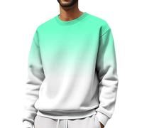 Generisch Sweat-shirt pour homme - Coupe ample - Décontracté - Dégradé de couleurs - Col rond - Stretch - Doux - Manches longues - Respirant - T-shirt à manches longues, vert, L