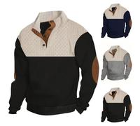 Generisch Sweat-shirt pour homme sans capuche - Pull à manches longues - Doux et chaud - Bouton classique - Pull d'hiver Streetwear Festival, Noir , XL