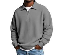 Generisch Sweat-shirt pour hommes 4XL Pull en tricot sans décontracté avec fermeture éclair à l'avant pour un confort quotidien Extérieur Aventure Soleil Sweat à capuche Noir, gris, L