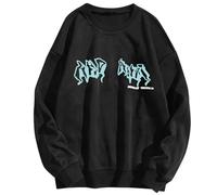 Generisch Sweat-shirt Pull Veste Zip Up Hoodies Hip Hop Sweatshirt Imprimé Veste à capuche Street Fashion Unisexe Cordon de serrage Veste de survêtement avec capuche Années 90 E Girl Top, Noir , S