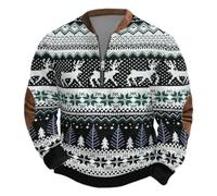 Generisch Sweat-shirt sans capuche avec demi-fermeture éclair pour les fêtes, parfait pour les réunions de vacances et les vêtements décontractés, bleu foncé, XXL