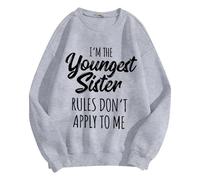 Generisch Sweat-shirt sans capuche pour femme - Style décontracté - Design uni - Tissu doux - Coupe ample - Manches longues - Motif imprimé, Gris clair., L