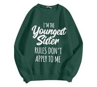 Generisch Sweat-shirt sans capuche pour femme - Style décontracté - Design uni - Tissu doux - Coupe ample - Manches longues - Motif imprimé, vert, S