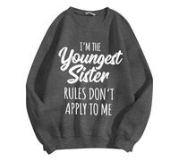 Generisch Sweat-shirt sans capuche pour femme - Style décontracté - Design uni - Tissu doux - Coupe ample - Manches longues - Motif imprimé, gris foncé, XL