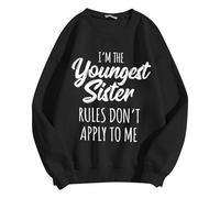 Generisch Sweat-shirt sans capuche pour femme - Style décontracté - Design uni - Tissu doux - Coupe ample - Manches longues - Motif imprimé, Noir , XXL