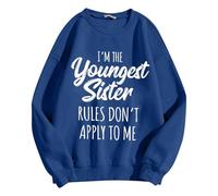 Generisch Sweat-shirt sans capuche pour femme - Style décontracté - Design uni - Tissu doux - Coupe ample - Manches longues - Motif imprimé, bleu, M