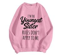 Generisch Sweat-shirt sans capuche pour femme - Style décontracté - Design uni - Tissu doux - Coupe ample - Manches longues - Motif imprimé, Rose, M