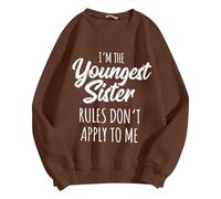 Generisch Sweat-shirt sans capuche pour femme - Style décontracté - Design uni - Tissu doux - Coupe ample - Manches longues - Motif imprimé, marron, XXL