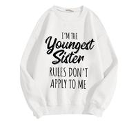 Generisch Sweat-shirt sans capuche pour femme - Style décontracté - Design uni - Tissu doux - Coupe ample - Manches longues - Motif imprimé, Blanc., L