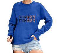 Generisch Sweat-shirt Sundey Fundey pour femme - Sweat à capuche de saison de football - T-shirt du dimanche - Pull à col rond, bleu, S