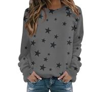 Generisch Sweat-shirt surdimensionné pour femme, t-shirt à manches longues, pull en coton, sans capuche, chemisier, haut de loisirs, automne et hiver, pull en polaire confortable, mélange de coton