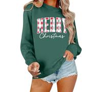 Generisch Sweat-shirt tendance avec col rond comme haut décontracté avec imprimé lettres pour des tenues streetwear confortables en hiver, vert, M