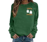 Generisch Sweat-shirts citrouille d'Halloween pour femmes drôle fantôme graphique sweatshirt squelette costume drôle Halloween effrayant saison pull pull automne pull top, Sweat à capuche B2 vert, M