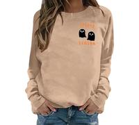 Generisch Sweat-shirts citrouille d'Halloween pour femmes drôle fantôme graphique sweatshirt squelette costume drôle Halloween effrayant saison pull pull automne pull top, Sweat à capuche B2 kaki, M
