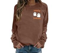 Generisch Sweat-shirts citrouille d'Halloween pour femmes drôle fantôme graphique sweatshirt squelette costume drôle Halloween effrayant saison pull pull automne pull top, Sweat à capuche B2 café, M