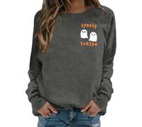Generisch Sweat-shirts citrouille d'Halloween pour femmes drôle fantôme graphique sweatshirt squelette costume drôle Halloween effrayant saison pull pull automne pull top, Sweat à capuche B2 - Gris